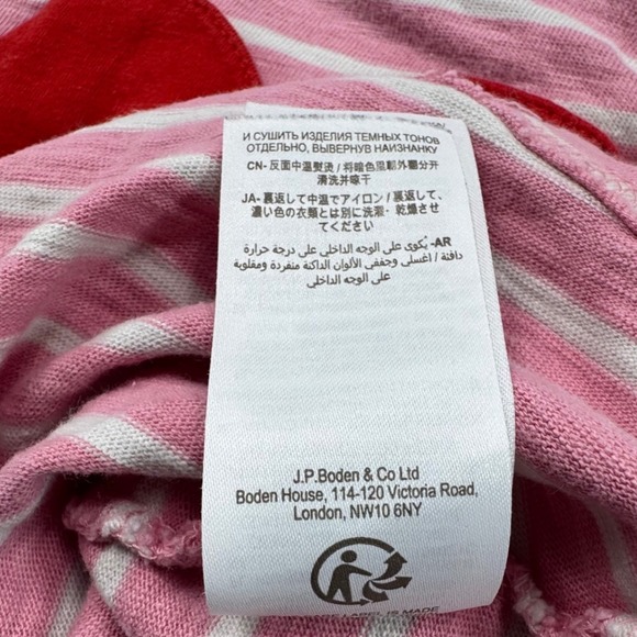 Mini Boden Girls Pink White Stripe Heart Pocket Long Sleeve Dress size 8/9 - Picture 10 of 12